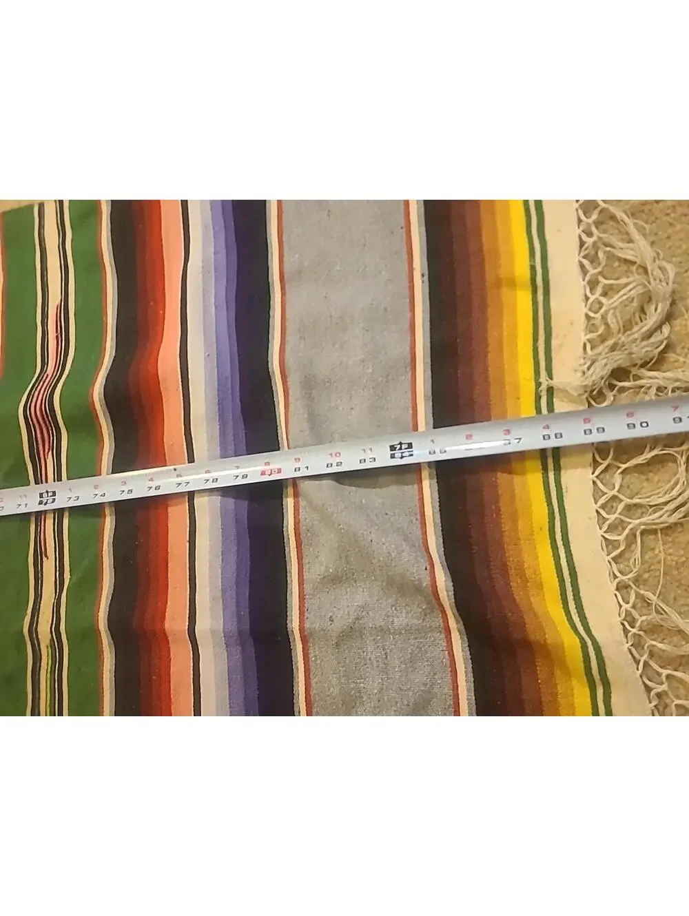 Vintage Cotton Loom Woven Blanket Throw Saltillo Serape Mexico 89